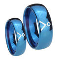 Stargate Dome Blue Tungsten Wedding Set Ring
