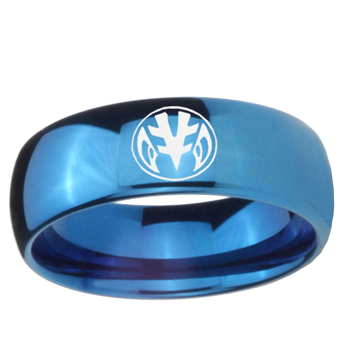 5MMLove Power Rangers Dome Blue Tungsten Wedding Band Mens