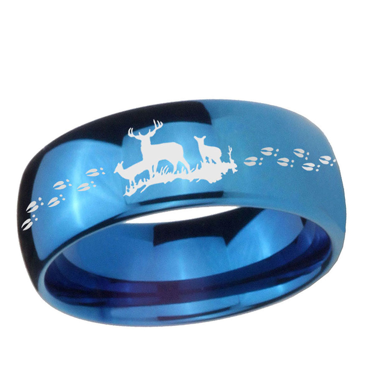 5MMDeer Hunting Dome Blue Tungsten Carbide Men's Wedding Band