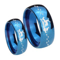 Deer Hunting Dome Blue Tungsten Wedding Set Rings