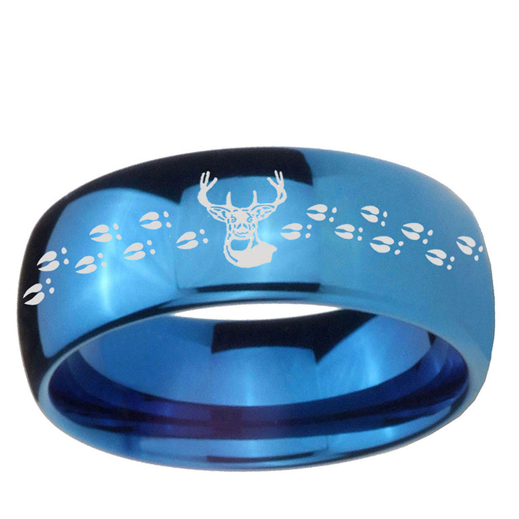 5MMDeer Antler Dome Blue Tungsten Carbide Men's Wedding Band