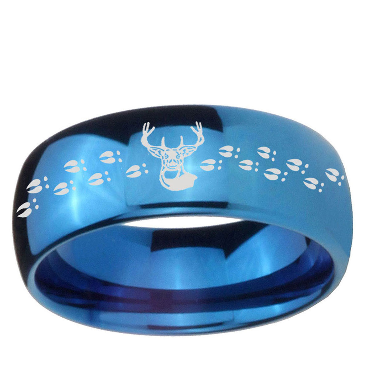 5MMDeer Antler Dome Blue Tungsten Carbide Men's Wedding Band