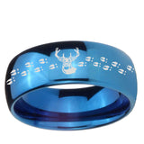 5, 8mm Deer Antler Dome Blue Tungsten Ring