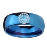 5, 8mm White Lantern Dome Blue Wedding Band For Him