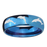 5, 8mm Dolphins Dome BlueTungsten Ring