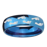 5, 8mm Foot Print Dome Blue Tungsten Ring