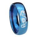 8MM Dragon Dome Blue Tungsten Carbide Wedding Band Mens