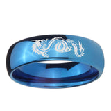 5, 8mm Dragon Dome Blue Tungsten Ring