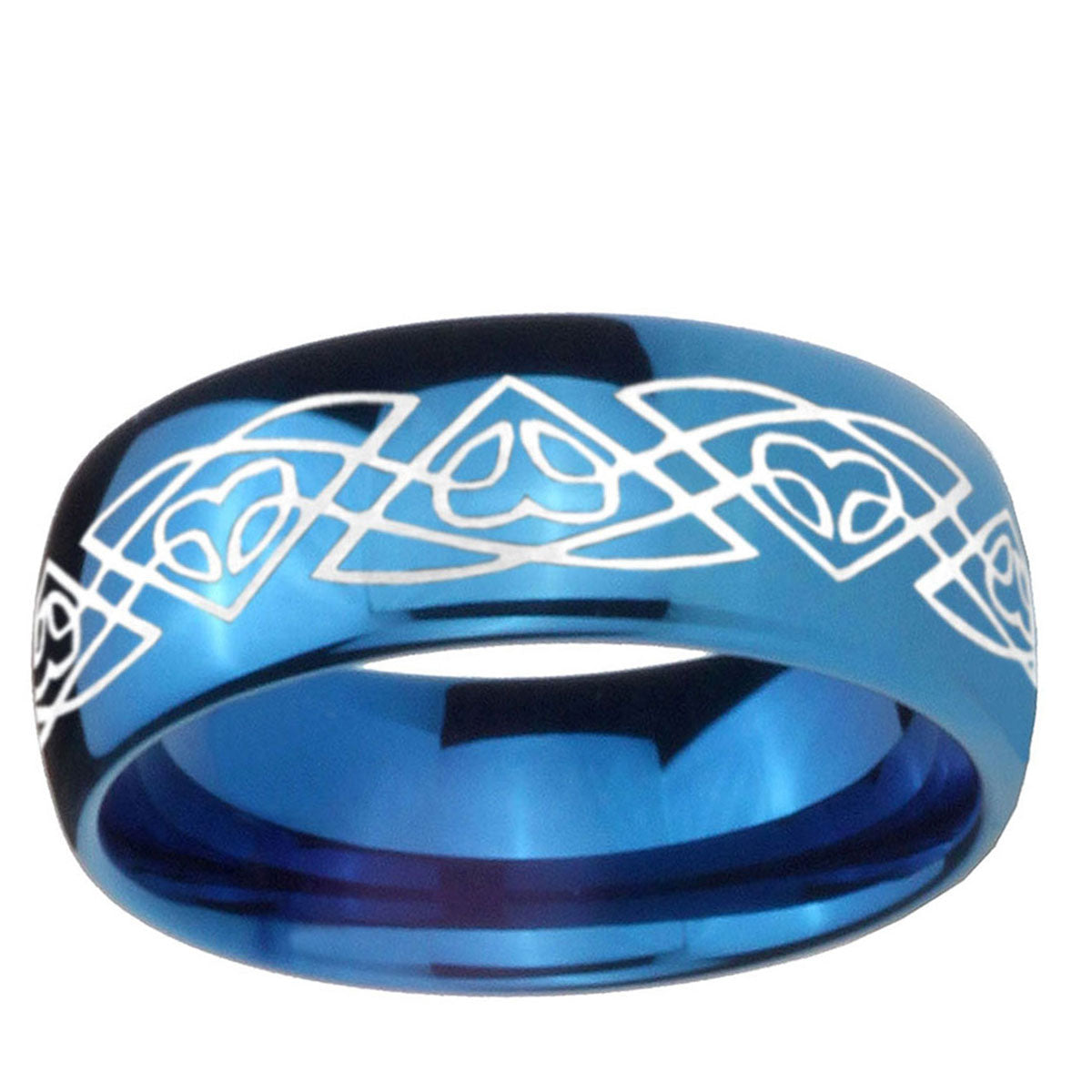 5MMCeltic Braided Dome Blue Tungsten Men's Wedding Band