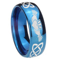 8MM Irish Claddagh Dome Blue Tungsten Custom Ring for Men