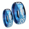 Irish Claddagh Dome Blue Tungsten His and Hers