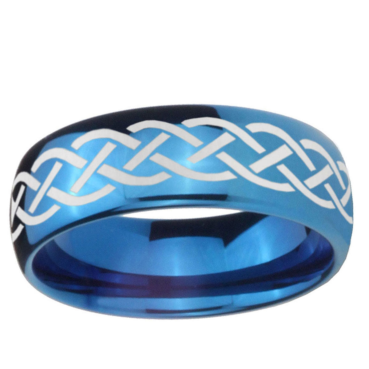 5MMCeltic Knot Dome Blue Tungsten Carbide Men's Wedding Band