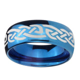 8mm-Celtic-Knot-Infinity-Love-Dome-Blue-Tungsten-Carbide-Men's-Wedding-Band