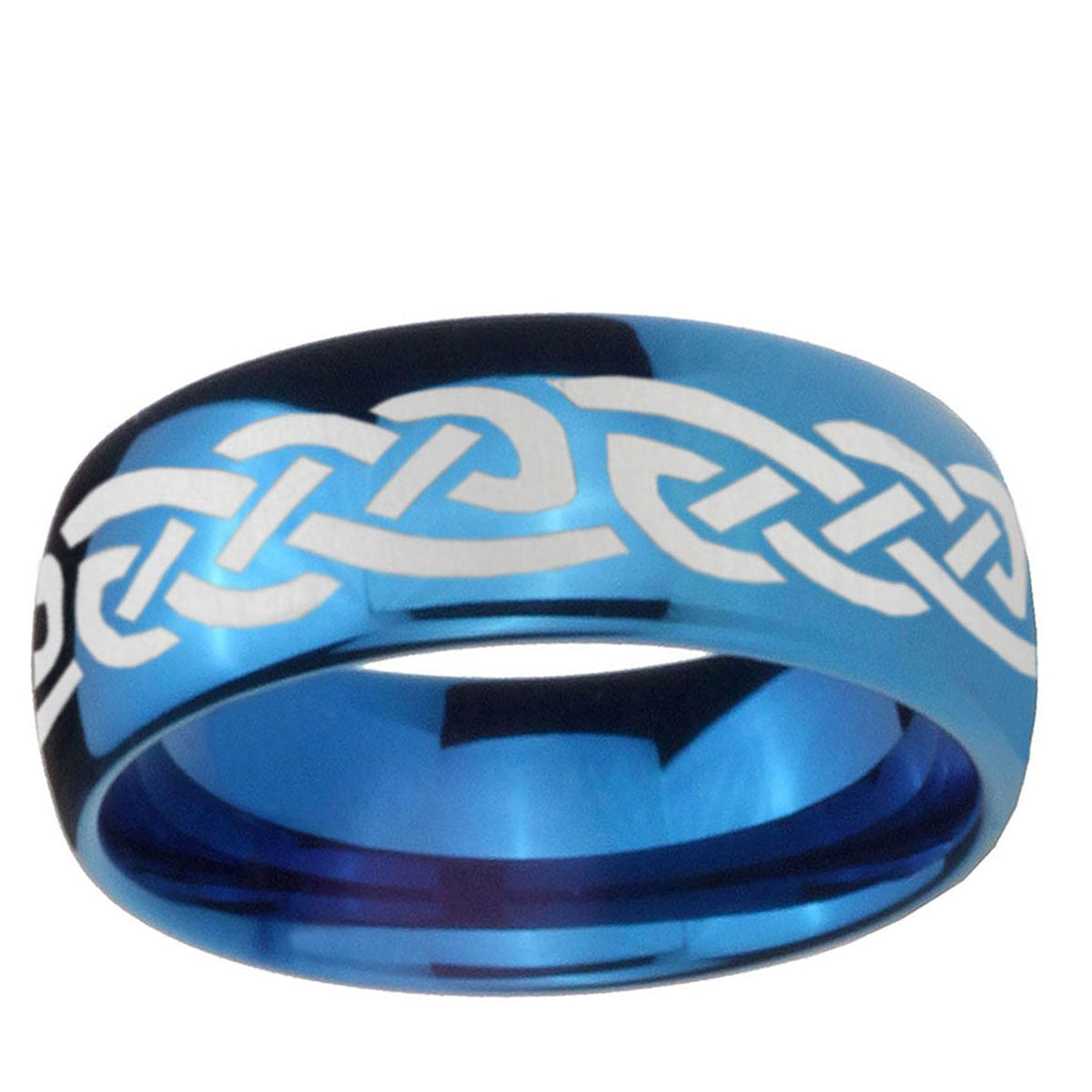 5MMCeltic Knot Infinity Love Dome Blue Tungsten Mens Band
