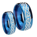 Celtic Knot Infinity Love Dome Blue Tungsten Bridal Ring Sets