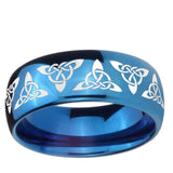 5, 8mm Celtic Knot Dome Blue Tungsten Ring