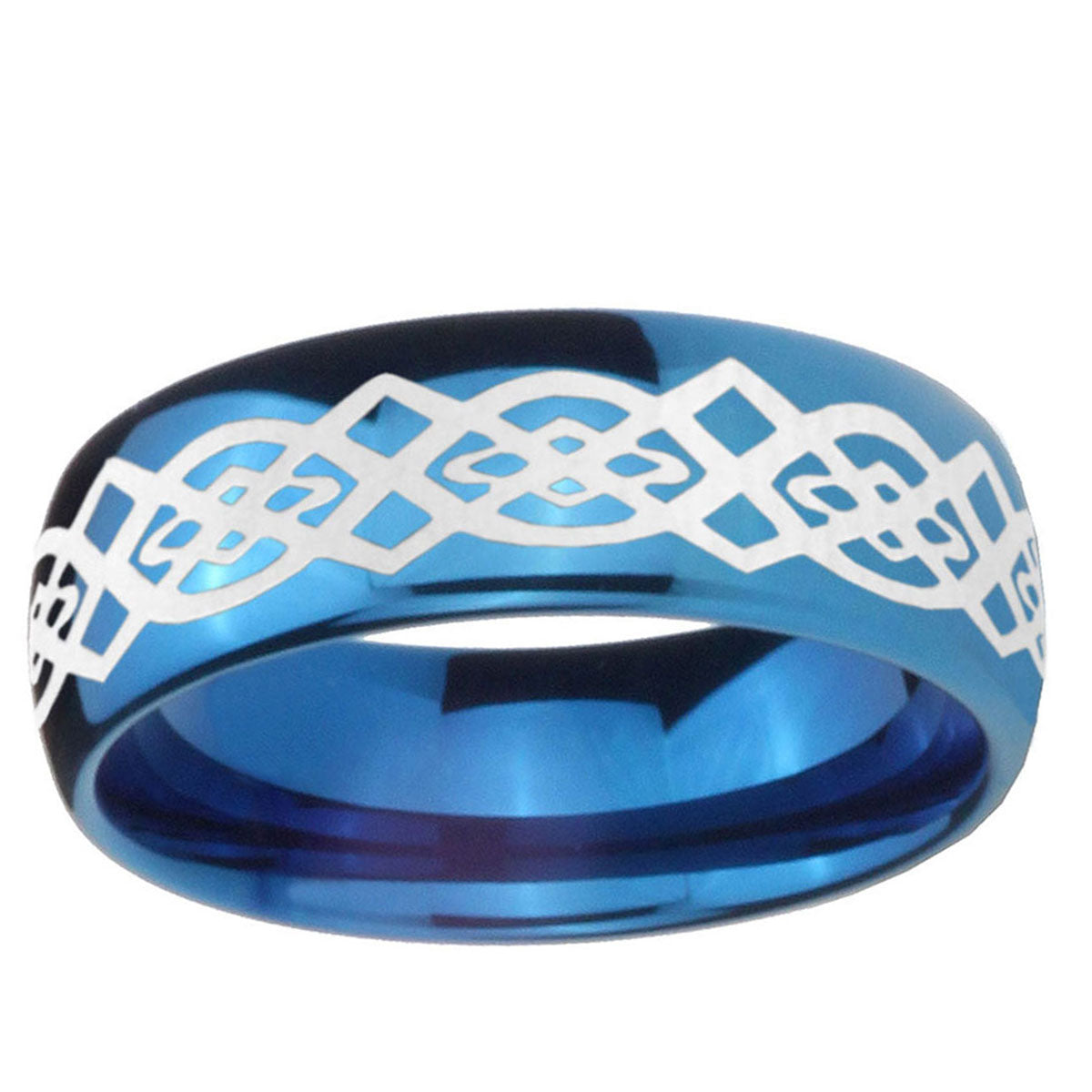 5MMCeltic Knot Dome Blue Tungsten Mens Anniversary Ring