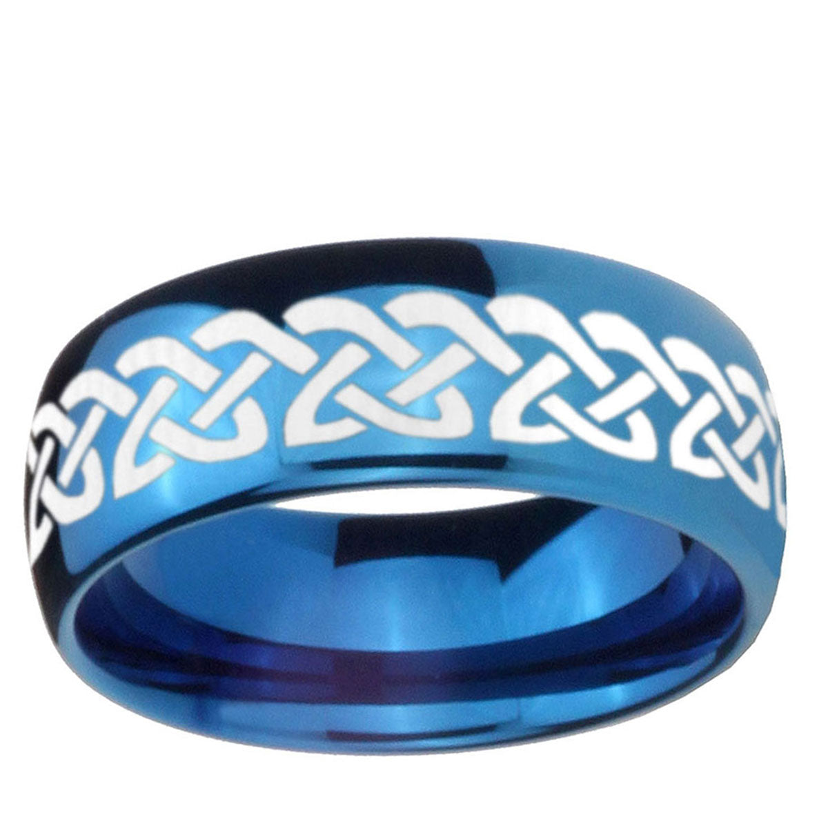 5MMCeltic Knot Love Dome Blue Tungsten Men's Wedding Band
