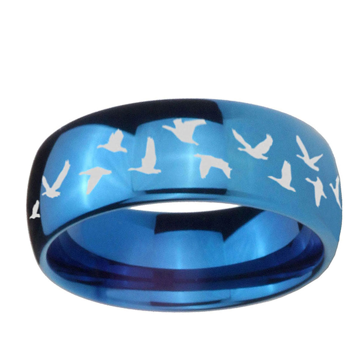 5MMFlying Geese Hunting Dome Blue Tungsten Men's Wedding Band