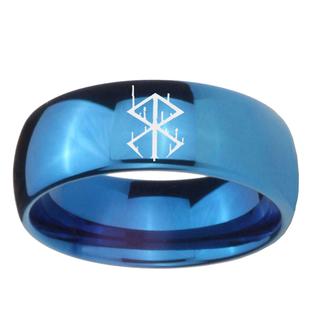 5MMStigma Sangrando Berserk Inspired Dome Blue Mens Wedding Bands Engraved
