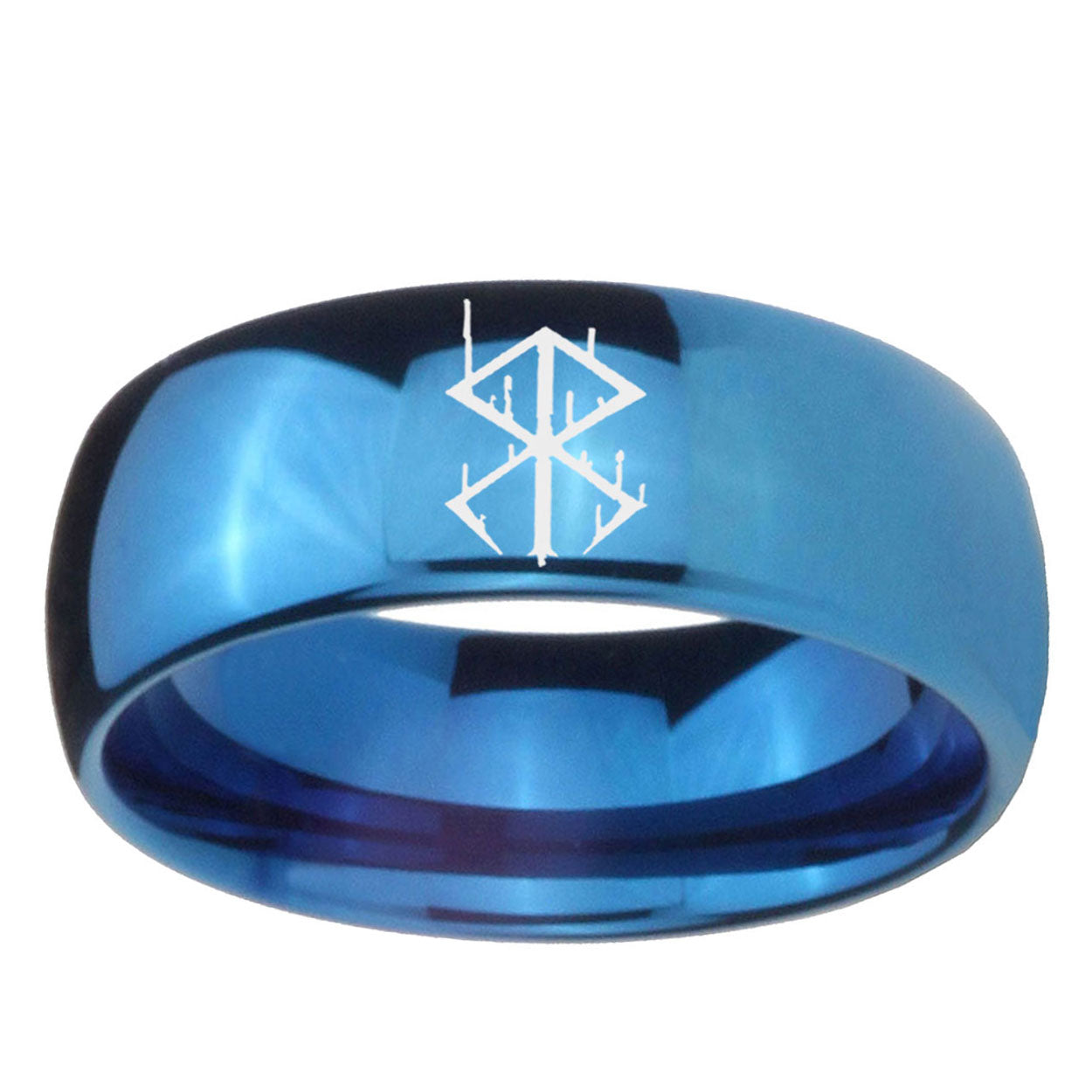 5MMStigma Sangrando Berserk Inspired Dome Blue Mens Wedding Bands Engraved