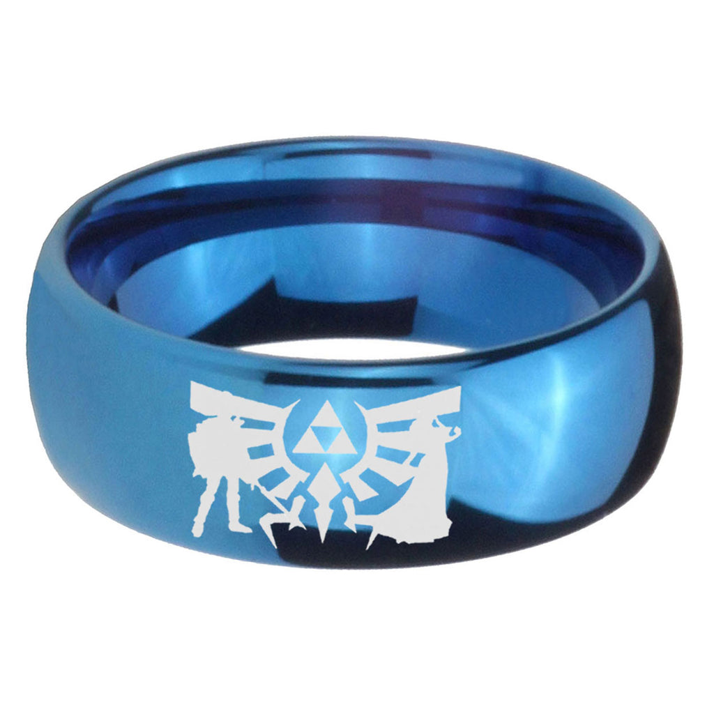 5MMZelda Link Dome Blue Mens Wedding Bands Engraved