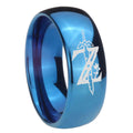 8MM Zelda Breath Of The Wild Dome Blue Mens Wedding Bands Engraved