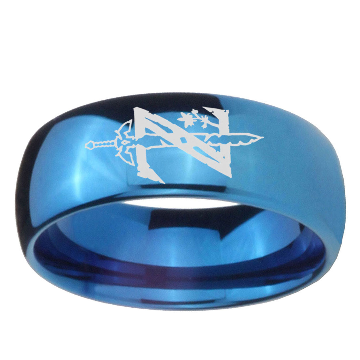 5MMZelda Breath Of The Wild Dome Blue Mens Wedding Bands Engraved