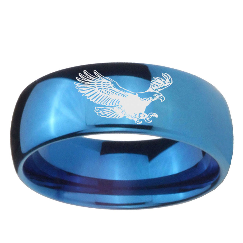 5MMFlying American Eagle Dome Blue Mens Wedding Bands Engraved