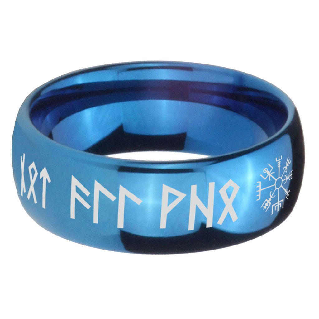 5MMViking Dome Blue Mens Wedding Bands Engraved