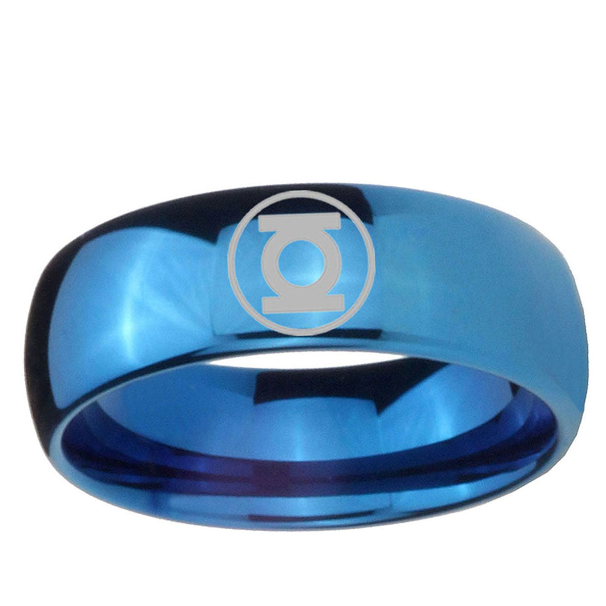5MMGreen Lantern Dome Blue Wedding Band For Him
