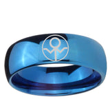 5, 8mm Gray Lantern Dome Blue Ring Bands For Him