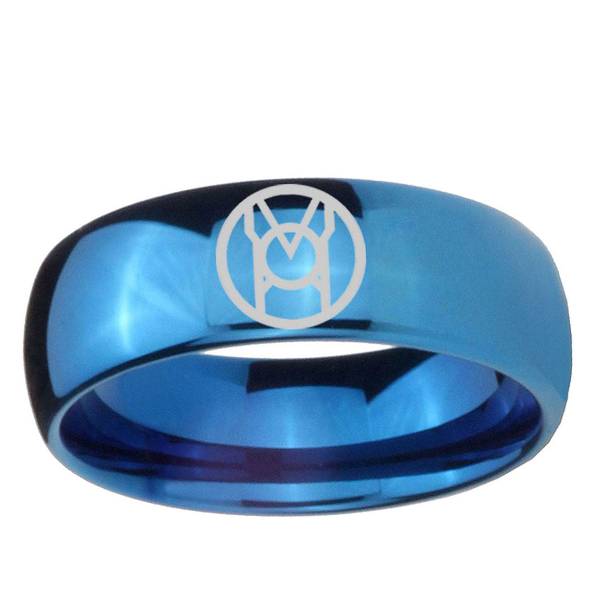 5MMLarfleeze Green Lantern Dome Blue Mens Wedding Bands Engraved