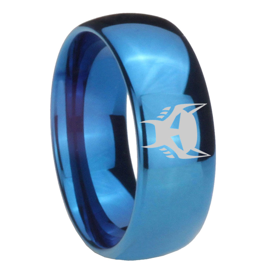 8MM Transformers Maximal Dome Blue Mens Wedding Bands Engraved