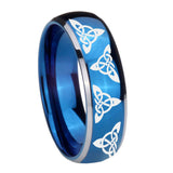 8mm-Celtic-Triangles-Dome-Blue-2-Tone-Tungsten-Carbide-Mens-Ring-Engraved