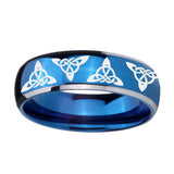 8mm-Celtic-Triangles-Dome-Blue-2-Tone-Tungsten-Carbide-Mens-Ring-Engraved