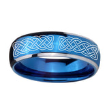 8mm-Celtic-Knot-Dome-Blue-2-Tone-Tungsten-Carbide-Mens-Ring-Personalized