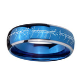5, 8mm Lord Of The Rings Dome Two Tone Blue Tungsten Carbide Wedding Ring