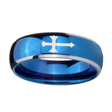 8mm-Christian-Cross-Dome-Blue-2-Tone-Tungsten-Carbide-Wedding-Engraving-Ring