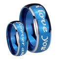 8mm I Love You Forever ever Dome Blue 2 Tone Tungsten Ring