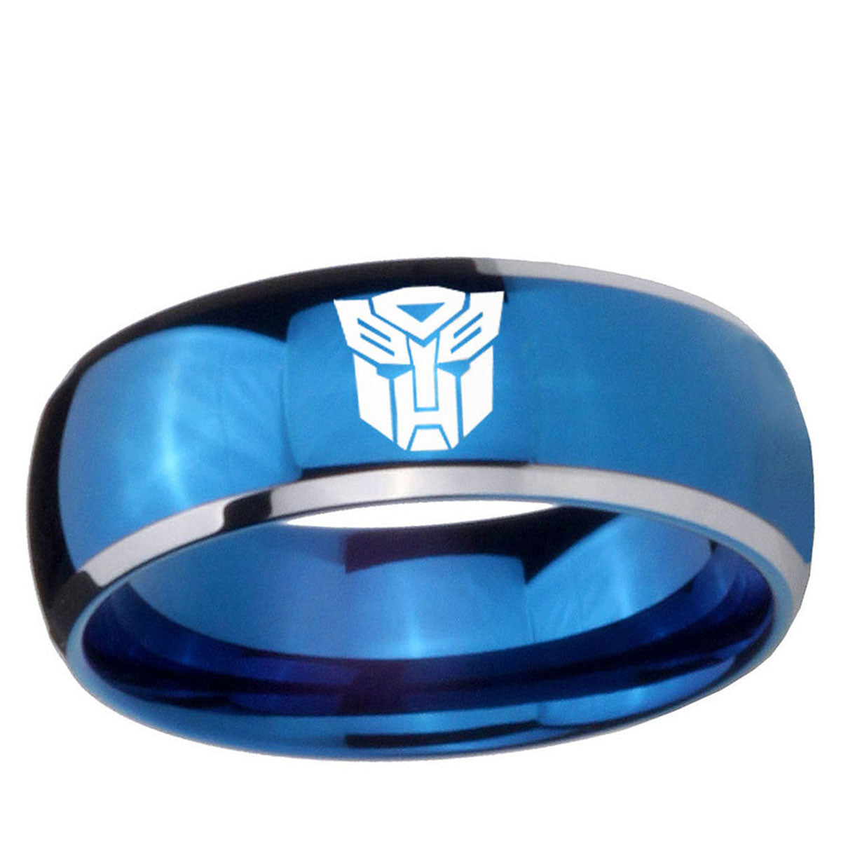 5mm Transformers Autobot Dome Blue 2 Tone Tungsten Ring