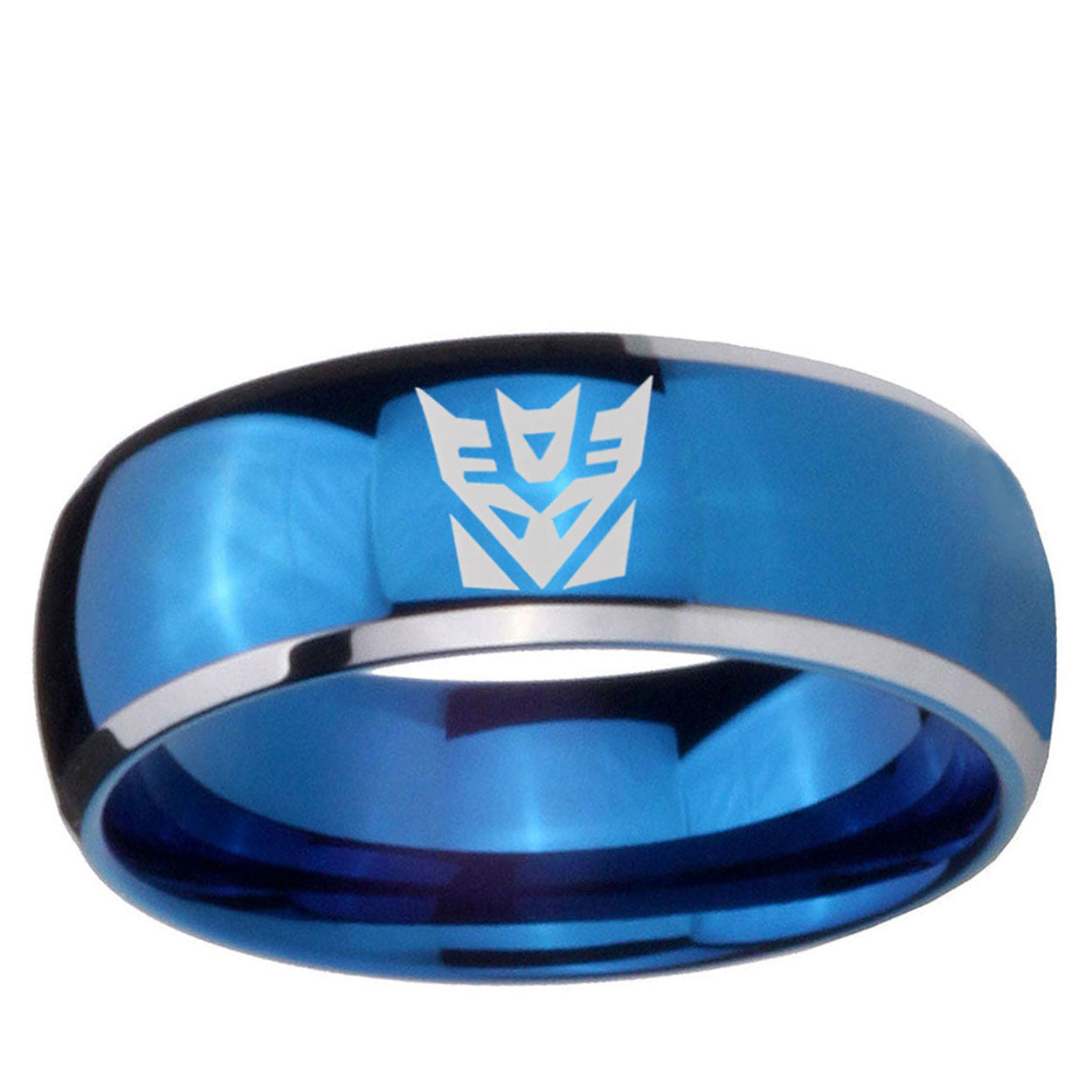 5mm Decepticon Transformers Dome Blue 2 Tone Tungsten Ring