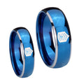 Army Sergeant Major Dome Blue 2 Tone Tungsten His Hers Set Rings
