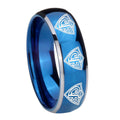 8mm Multiple CTR Dome Blue 2 Tone Tungsten Mens Wedding Band