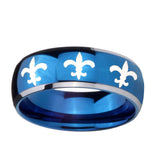8mm-Multiple-Fleur-De-Lis-Dome-Blue-2-Tone-Tungsten-Carbide-Custom-Mens-Ring