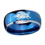 8mm-Wild-Boar-Dome-Blue-2-Tone-Tungsten-Carbide-Mens-Wedding-Band