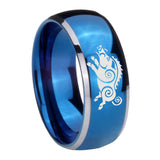 8mm Wild Boar Dome Blue 2 Tone Tungsten Carbide Mens Wedding Band
