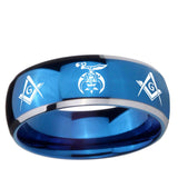 5, 8mm Masonic Shriners Dome Blue 2 Tone Tungsten Ring