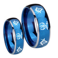 Masonic Shriners Dome Blue 2 Tone Tungsten Couple Rings