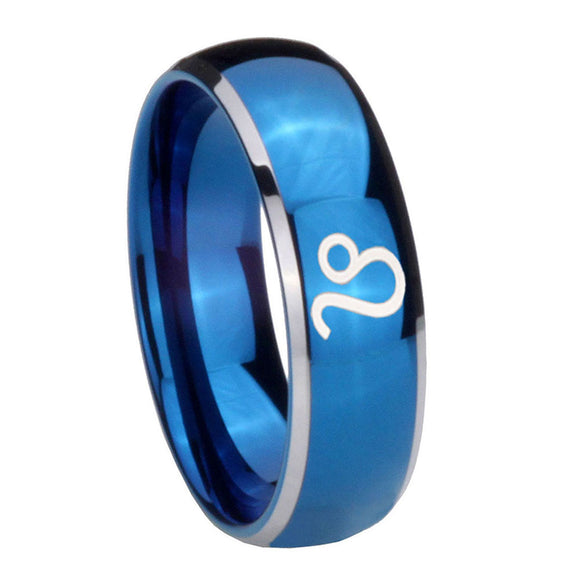 8mm-Leo-Zodiac-Dome-Blue-2-Tone-Tungsten-Carbide-Promise-Ring